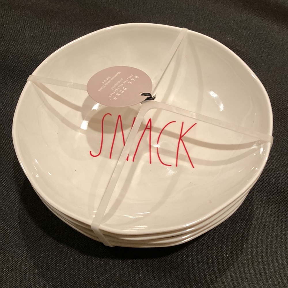 4 Rae Dunn Melamine Snack Bowls